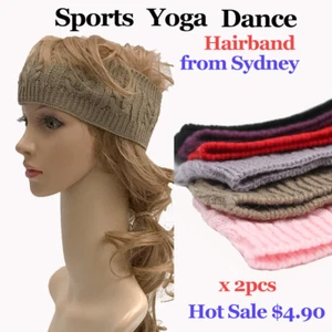 Sports Yoga Dance Winter Warm Hairband Wide Stretch Cable Knit Unisex- Fr Sydney - Picture 1 of 16