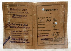 AUSWEISKARTE Universität Kiel 1933-1936 - Bild 1 von 2