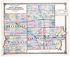 1875 ILLINOIS Plat Map WAYNE FRANKLIN Jefferson RAILROADS White Benton ORIGINAL