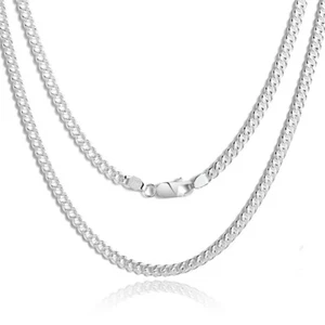 Collar de cadena de latón Miami cubano para hombres niños con broche de plata esterlina A2812 - Imagen 1 de 7