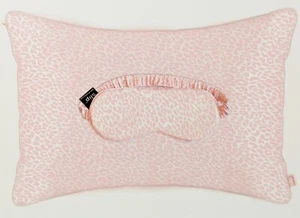 SlipSilk SNOW LEOPARD - Eyemask + Travel Pillow w/Case 2pc Set - Pink,Slip Silk - Picture 1 of 12