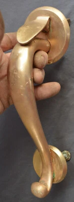 ANTIQUE VICTORIAN SOLID BRONZE ENTRY DOOR HANDLE PULL WITH THUMB LATCH (Z) - Image 1 of 4