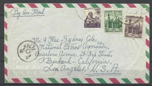 EGYPT CIVIL CENSORSHIP COVER ALEXANDRIA TO LOS ANGELES USA USED - Picture 1 of 2