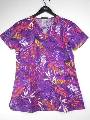 Cherokee Scrub Top PURPLE-WHEAT SMALL - Image 1 of 4