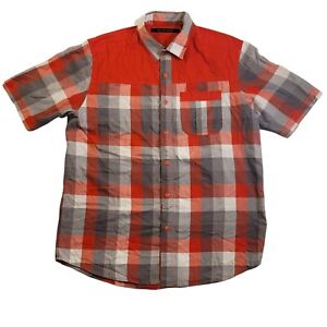 Sean John Shirt Mens Size XL Button Up Red Gray White Checkered Short Sleeve