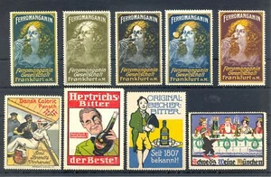 PLAKATMARKEN=GETRÄNKE ALKOHOL WEIN WEINLIKÖR LIKÖR--9 ST. - F/VF---@1 - Bild 1 von 1