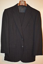 Vintage Pure Gray Stripe Wool Suit 38R 32W USA Imported Fabric Stanley Blacker