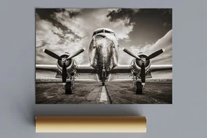 "Póster de avión plateado vintage (sin marco), aviación, avión, tamaño: 24x36" - Imagen 1 de 6