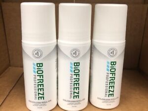 New Biofreeze Professional COLORLESS 3oz Roll On - Pack of 3... Exp 4/26