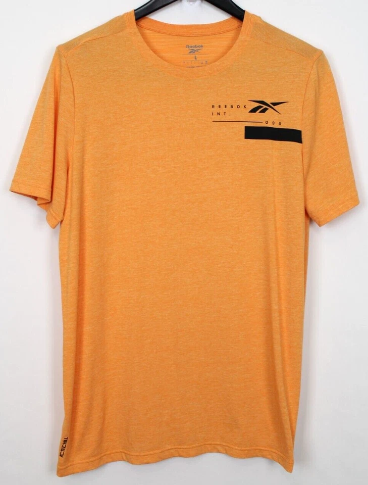 Camiseta pulóver REEBOK talla L para hombre manga corta cuello redondo naranja Foto 1 de 4