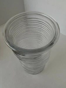 Round Shaped Vase Clear Glass Horizontal Line Pattern 10 Inches Tall New - Picture 1 of 3