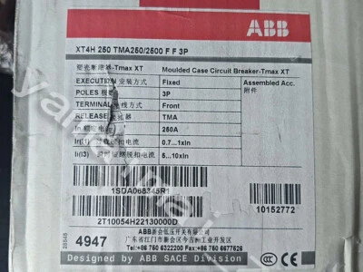 1 pieza Nuevo Disyuntor Moldeado ABB XT4H250 SACE Tmax 3 Polos 250 Amp 600 Voltios Foto 1 de 2