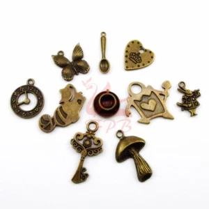 Alice In Wonderland Set - 10PCs Antique Bronze Charm Collection CC0085816 - Picture 1 of 5