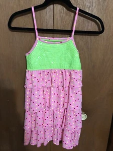 Cute Girls Sequin & Ruffles Dress by Pink Chandelier by clothe, Size 6 - Picture 1 of 4