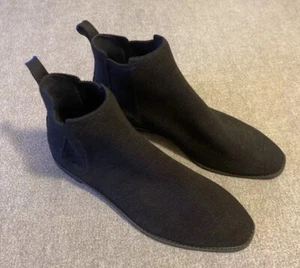 Rothys Women's 11.5 Black Merino Wool Booties Ankle Chelsea Almond Toe Pull-On - Picture 1 of 19