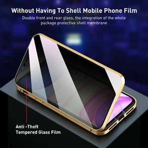 Anti Spy Magnetic Double Glass Privacy Phone Case For iPhone 15 14 13 12 Pro Max - Picture 1 of 18