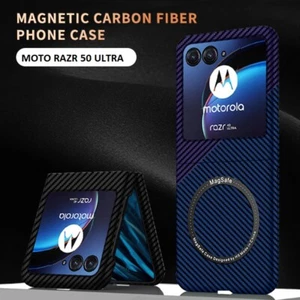 For Motorola Razr/Razr+ 2024 Luxury Carbon Fibre Texture Case Mag Safe Cover - Picture 1 of 18