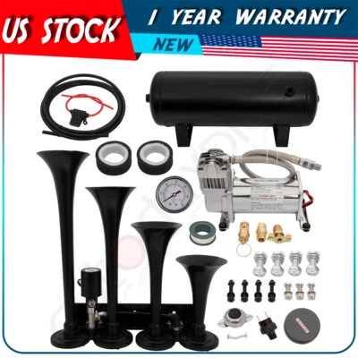 1.5G 150PSI 4 trompetas furgoneta bocina de aire tanque compresor sistema completo para camión de tren Foto 1 de 4