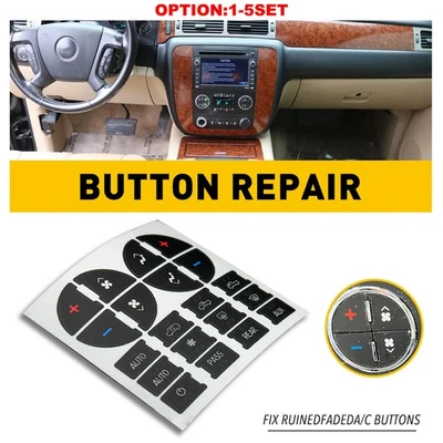 Kit de reparación de botones estéreo de radio calcomanías adhesivas para GMC Sierra 1500 2007-14 1-5x Foto 1 de 4