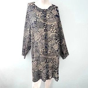 Susan Graver Style 1X Blouse Tunic Top Floral Paisley Sheer Fairy Boho Chic - Picture 1 of 8