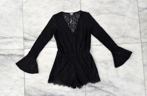 Patricia Timm Romper Black Lace Bell Sleeve Gothic Dark Fairy Whimsigoth Women S - Picture 1 of 10