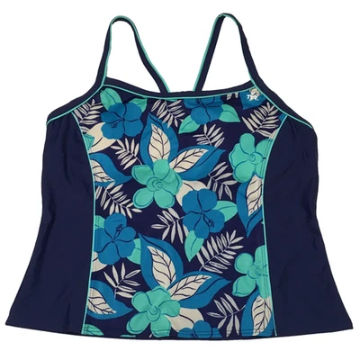 Sutiã TYR Feminino Plus Size 20 Embutido Azul Estampa Floral Tankini Maiô Top - Imagem 1 de 4