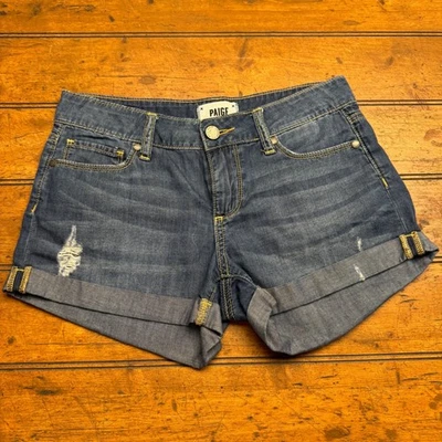 PAIGE Women's Denim Shorts Blue Distressed Cuffed Size 24 - Image 1 of 4