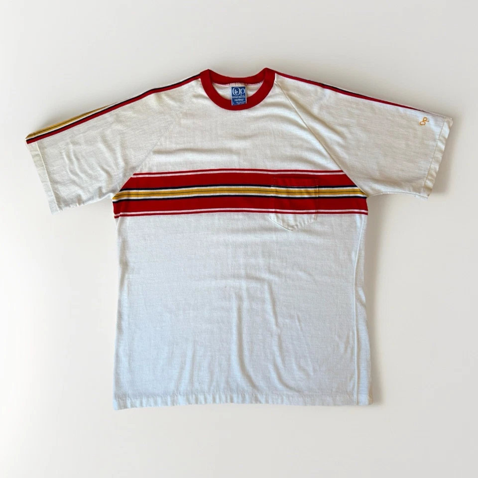 Camisa De Colección Ocean Pacific L Multicolor Rayas Años 80 Surf Ropa Deportiva California Foto 1 de 4