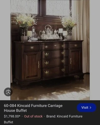 RARE discontinued: 60-084 Kincaid Carriage House Solid Cherry Wood Buffet Table - Image 1 of 4