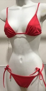 Eres Two Piece Bikini Malou Duni Red Brugnon Ties Side Nwt Size 36-38/xS - Picture 1 of 11