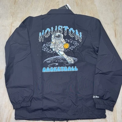 NEW Houston Rockets Basketball Mitchell Ness Astronaut Snap Jacket Black LG - Image 1 of 4