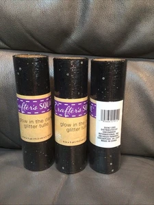 Crafters Square Glow In The Dark Glitter Tulle- 6 “ X 3 Yds - Set Of 3 - Picture 1 of 1