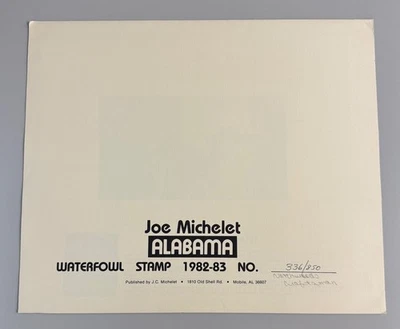 1982 Alabama State Waterfowl Duck Stamp & Print by Joe Michelet - Image 1 of 4