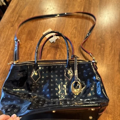 Arcadia Made in Italy Blue Patent Leather Embossed Tote Purse Crossbody new  - Image 1 of 4