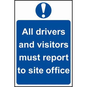 Scan All Drivers and Visitors Must Report To Site Office Sign 400mm 600mm Standa - Picture 1 of 1
