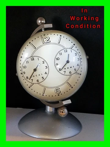 Unique Vintage 5" World Globe Map Acrylic Bubble Clock ~ Centrios Dual Time Ball Cover