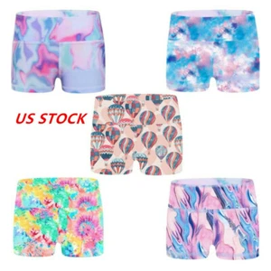 Girls Gymnastics Shorts High Waist Bottoms Dance Cycling Running Activewear - Picture 1 of 17