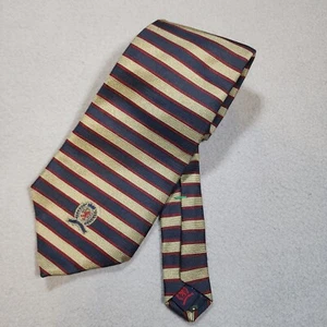 Tommy Hilfiger Logo Krawatte Gold Marineblau Horizontale Streifen 4" W 58" L - Bild 1 von 4