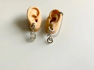 Pendientes de acero inoxidable serpiente para hombre brazalete joyería hombre aros perforados/enganche - Imagen 1 de 3