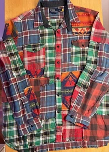 New Polo Ralph Lauren Patchwork Native Indian Western Southwestern Aztec Shirt - Picture 1 of 3