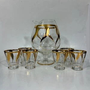 West Virginia Spezialglas Klar Gold Krug und Becher 7 Stück Set MCM Bar - Bild 1 von 21