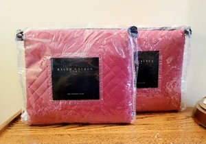 Vintage Ralph Lauren Home Standard Pillow Shams Anne Marie Quilt Damask Red NOS - Picture 1 of 5
