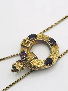 Antique Victorian 15ct Gold And Garnet Negligée Necklace With Tassels R103 - Picture 1 of 12