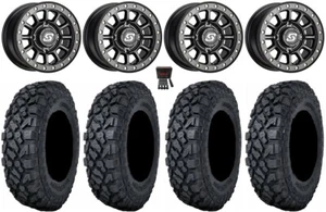 Sedona Sano Bdlk 14" Wheels Bk +30mm 28" Klever X/T Tires RZR Turbo S / RS1 - Picture 1 of 4