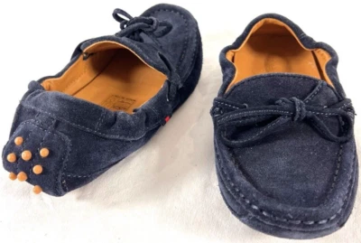 GUCCI 371804 Navy Blue Suede Bow Kid's Loafers Made in Italy Marked as 25 - image 1 of 4