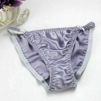 Lindos bikinis decorativos 100 % seda con lazo tanga ropa interior M L XL para mujer Foto 1 de 4