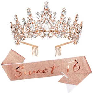 16th Birthday Sash and Tiara for Girls 16th Birthday Decorations for Girls Sw... - Picture 1 of 7