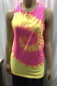 Jabekit Embroidery Pink Orange Yellow Color Tone Tie Dye Sleeveless T Womens S - Picture 1 of 7