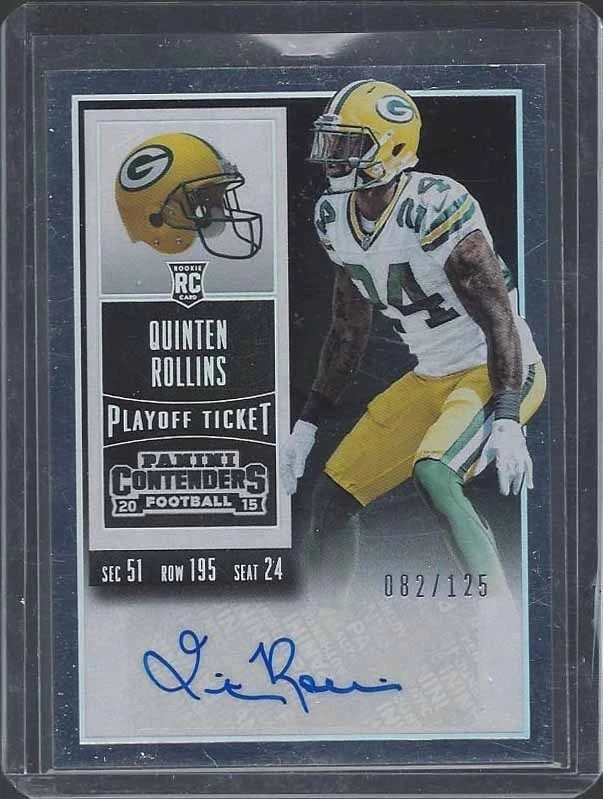 QUINTEN ROLLINS 2015 CONTENDERS PLAYOFF TICKET PACKERS ROOKIE AUTO RC #D 82/125 - Image 1 of 1
