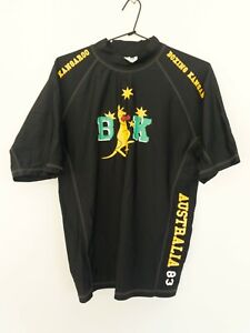 Boxing Kangaroo SPF 50 Official Licensed Product Black Rash Surf Swim Shirt NWT